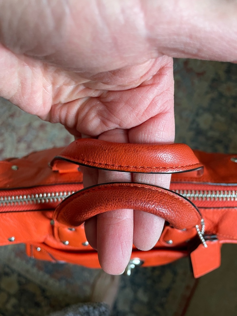 COACH RHYDER 24 IN VERMILLION LEATHER-PERFECT COLOR FOR SPRING/SUMMER. - Picture 8 of 16